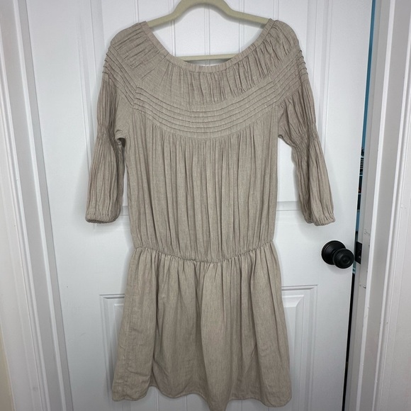 Beige Pleated Dress - Picture 2 of 2